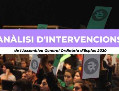 Anàlisi d’intervencions a l’AGO 2020. Qui ocupa els espais d’Esplac?